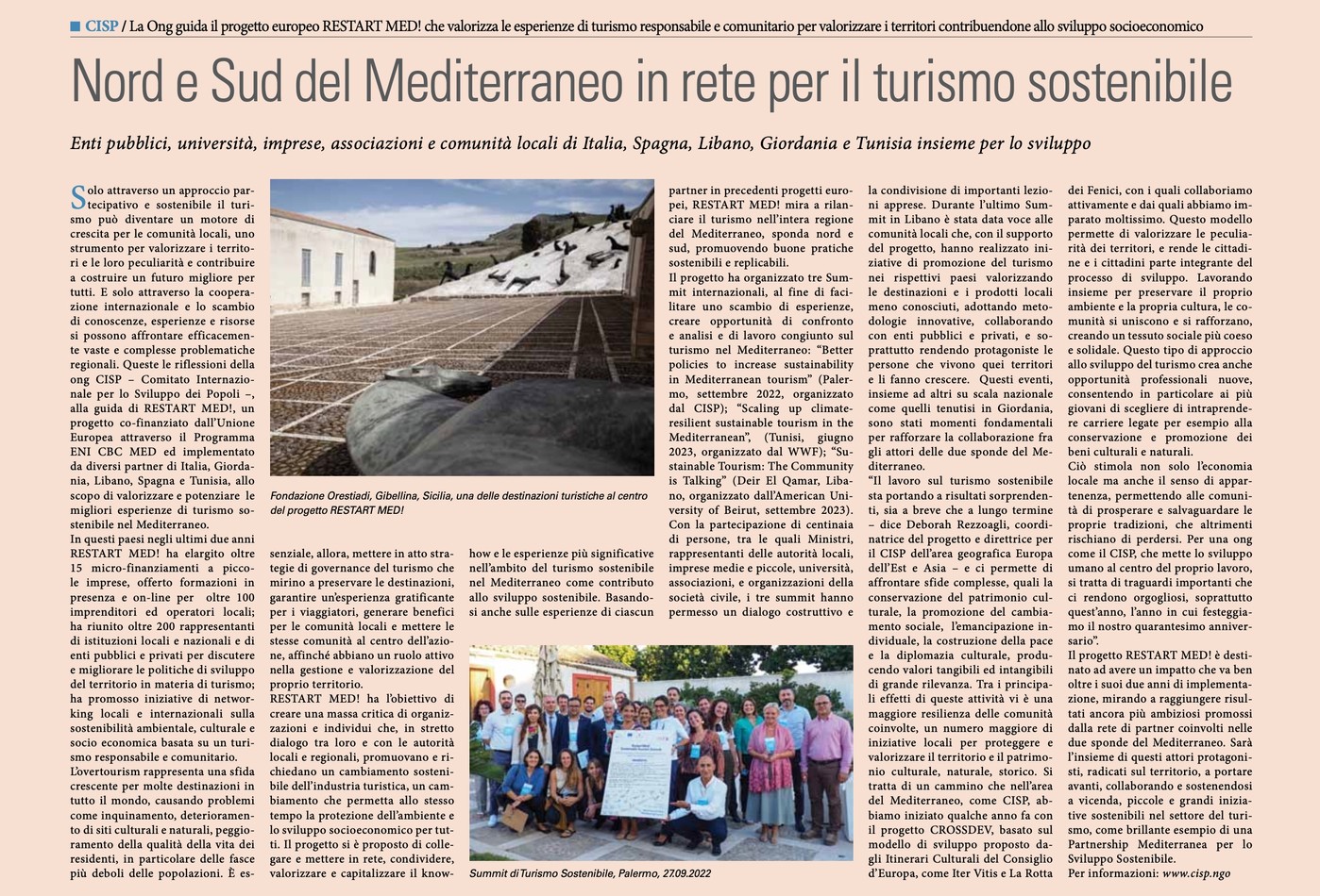 Nord e Sud del Mediterraneo in rete per il turismo sostenibi ... Imagen 1